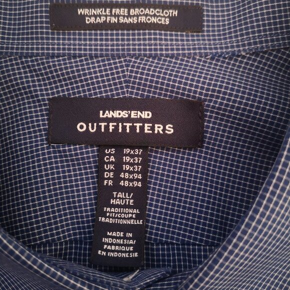 Lands' End Outfitters Men's Size 19 Tall Wrinkle Free Dress Shirt - Picture 3 of 13